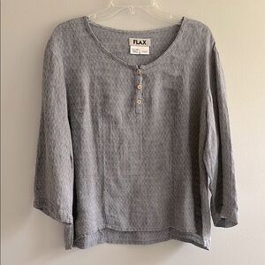 FLAX herringbone linen pullover 3/4 sleeve top